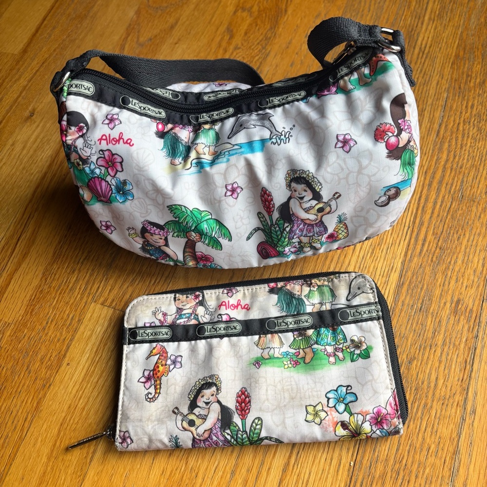 LeSportsac set Hawaii KEIKI HULA aloha Mini bag and wallet rare